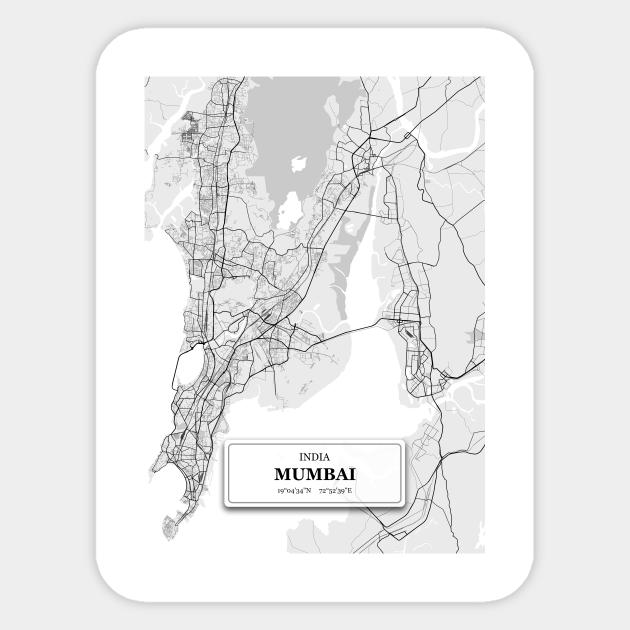 Mumbai India City Map with GPS Coordinates Mumbai India Aufkleber